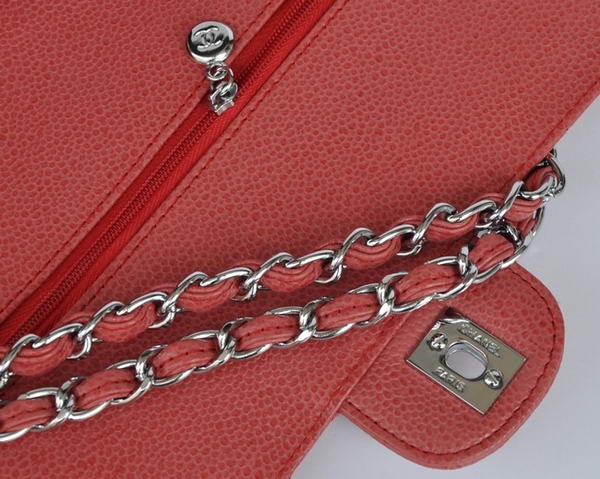 Cheap Chanel 2.55 Series Flap Bag 1113 Red Leather Silver Hardware
