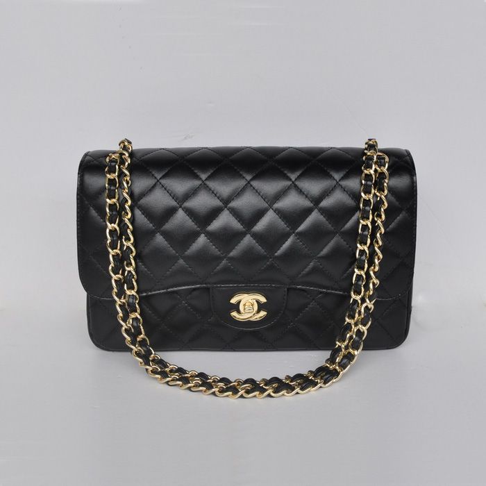 Patterns Chanel Jumbo Classic Quilted cannage Flap Borse A58600 Nero Gold