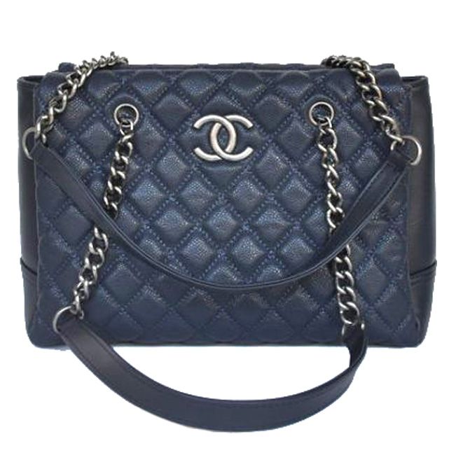 Chanel A68009 Cannage Shopping Borse in pelle Royalblue