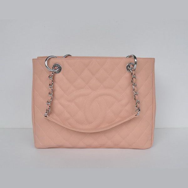 Borsa Chanel A50995 Rosa Cannage a tracolla in pelle argento