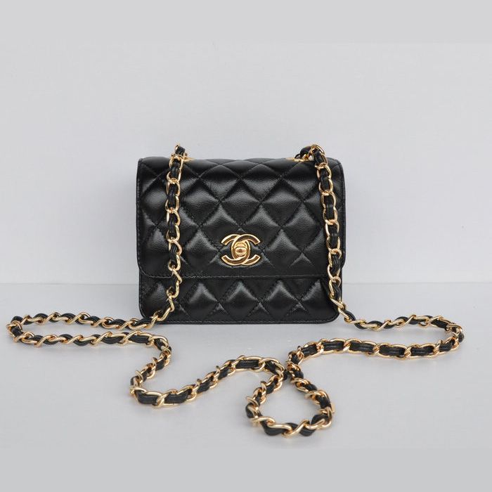 Chanel Classic Micro Flap Borse 1118 nero pelle di pecora hardware oro