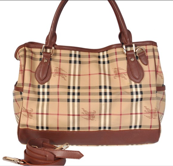 Burberry Outlet Burberry Haymarket check Media Borse Bowling Beige Rosso