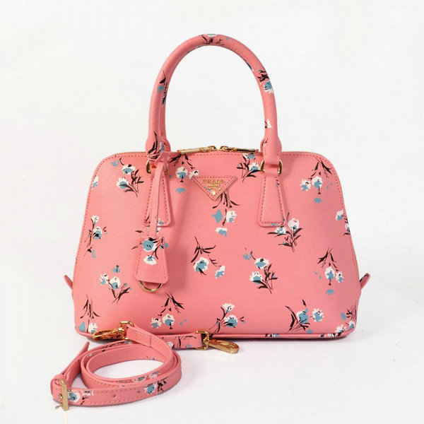 2014 Prada Saffiano Bouquet Printed Bag BL0837 in rosa