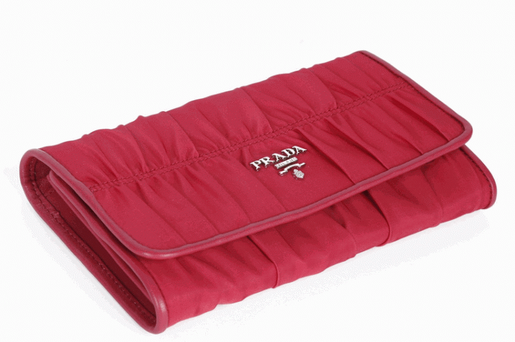 Prada Donna Riuniti nylon Portafoglio 1M0608 in rossa
