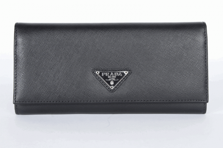 Lunghezza Prada Leather Wallet M201 in nero